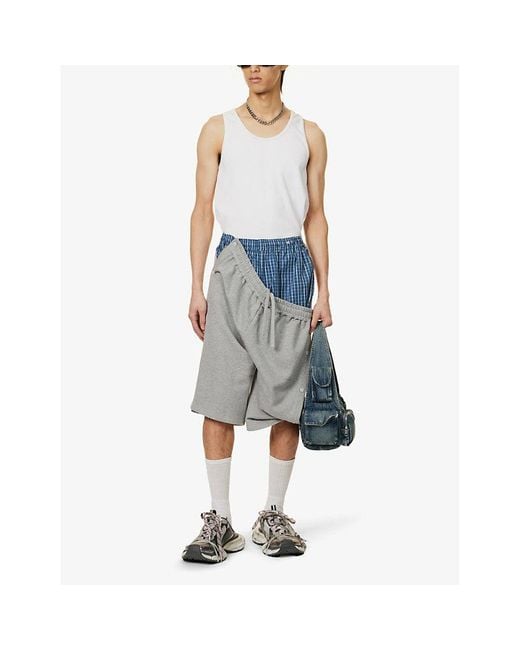 Y. Project Gray Snap Off Layered Relaxed-fit Cotton-jersey Shorts for men