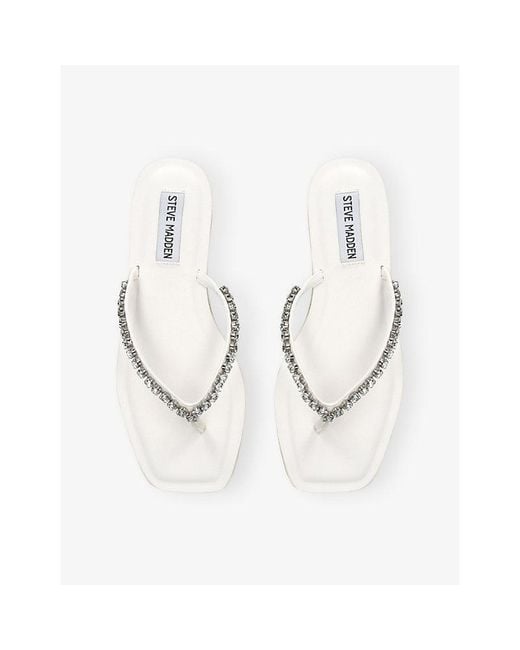 Steve Madden White Kustom 002 Embellished Woven Sandals