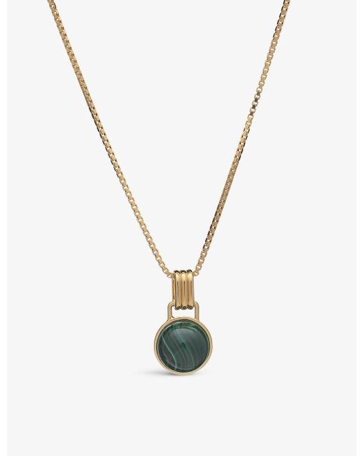 Rachel Jackson Metallic Womens 22 Carat Gold Plated Malachite Cabochon 22ct Yellow Gold-plated Sterling-silver Necklace 1 Size