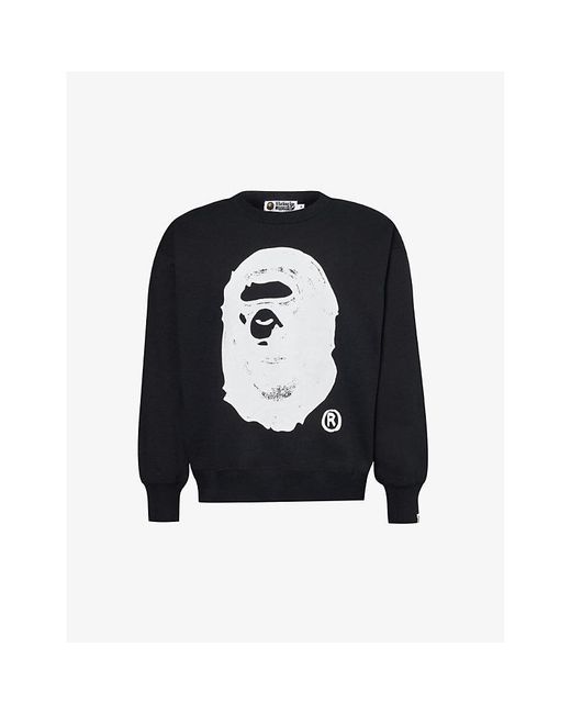 A Bathing Ape Black X Joshua Vides Branded-print Cotton-jersey Sweatshirt for men