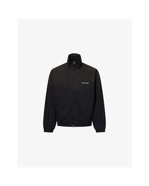 Acne Black Logo-Print Zip-Pocket Cotton Jacket for men