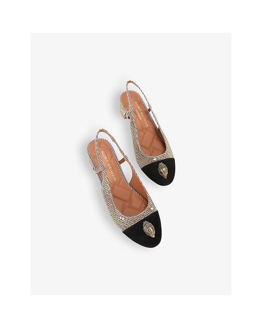 Kurt Geiger Natural Sloane Crystal-Embellished Woven Sling-Back Pumps