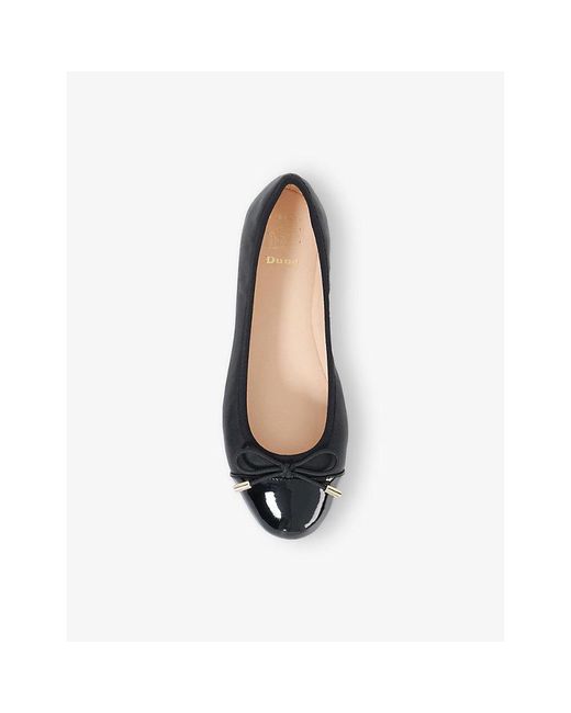 Dune Black Highest Wide-Fit Leather Ballet Flats
