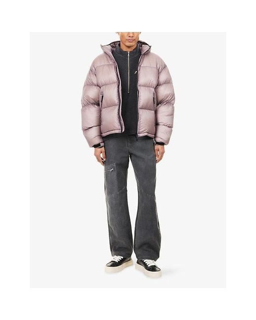 MKI Miyuki-Zoku Pink Bubble Hooded Padded Shell-Down Jacket for men