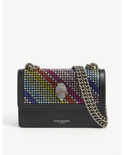 Kurt Geiger Multicolor Shoreditch Rainbow-crystal Leather Shoulder Bag