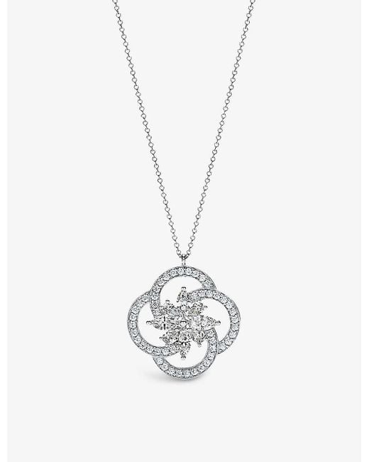 Tiffany & Co White Tiffany Victoria Key Large And 1.98ct Diamond Pendant Necklace