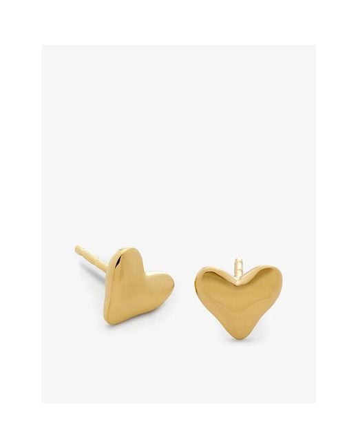 Monica Vinader Metallic Heart 18Ct-Plated Vermeil Sterling- Stud Earrings