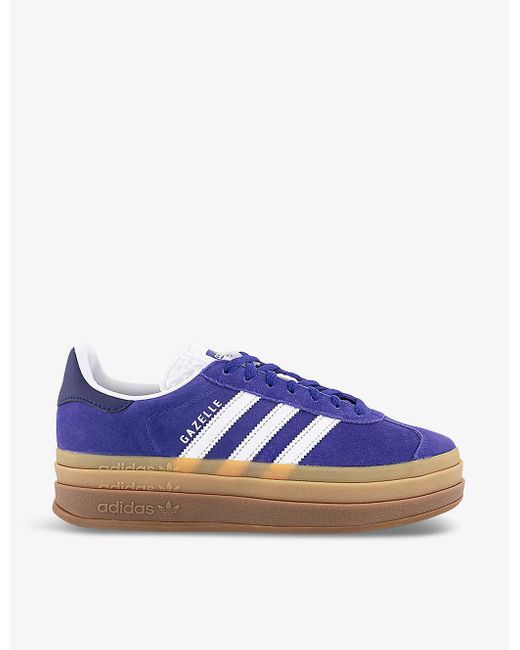 Adidas Blue Gazelle Bold Brand-embellished Suede Low-top Trainers