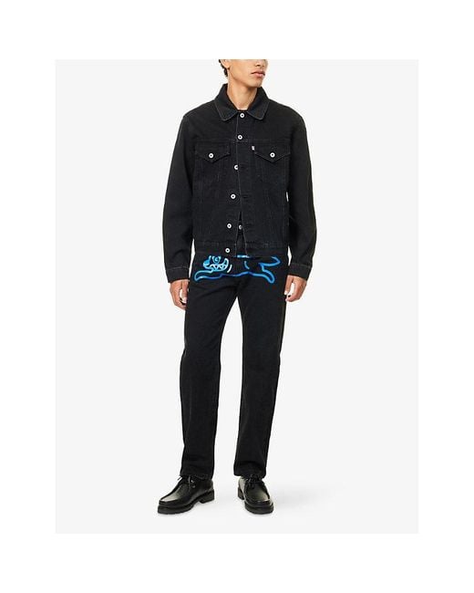 ICECREAM Blue Running Dog Straight-Leg Denim Jeans for men