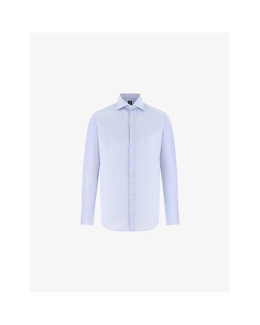 Boggi Blue Slim-Fit Cotton-Twill Shirt for men