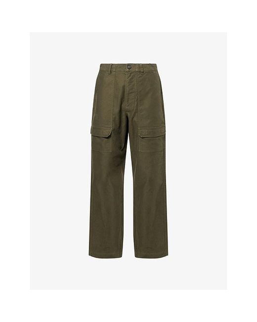 Barbour Green Newbirch Oversized Cotton Trousers for men