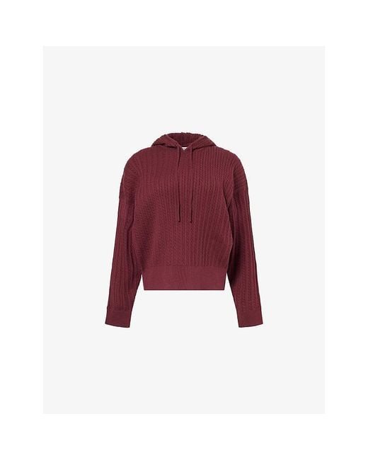 Jonathan Simkhai Red Cable-Knit Relaxed-Fit Cotton And Cashmere Hoodie