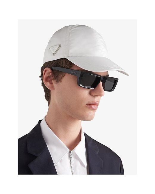 Prada White Logo-Plaque Nylon Baseball Cap for men