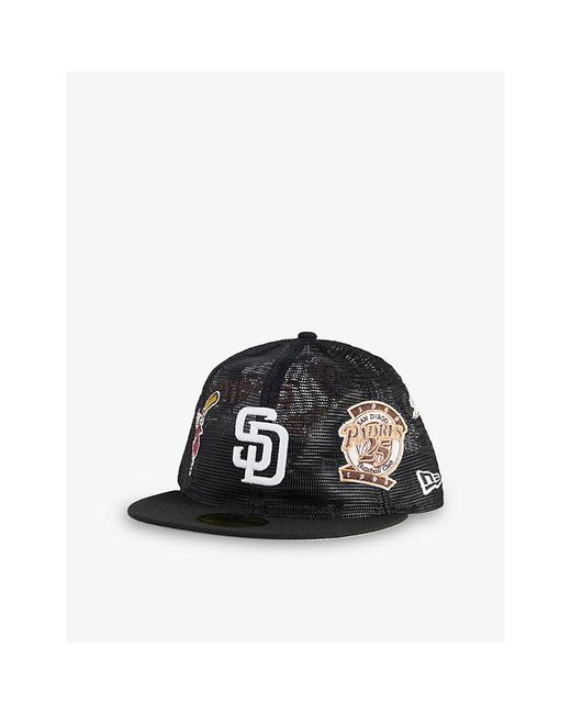 KTZ Black 59Fifty San Diego Padres Mlb Woven Baseball Cap for men