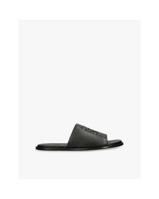 Loewe Black Flex Anagram Leather Sliders for men