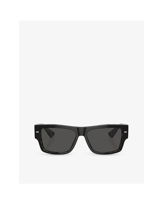 Dolce & Gabbana Black Dg4451 Rectangle-frame Acetate Sunglasses