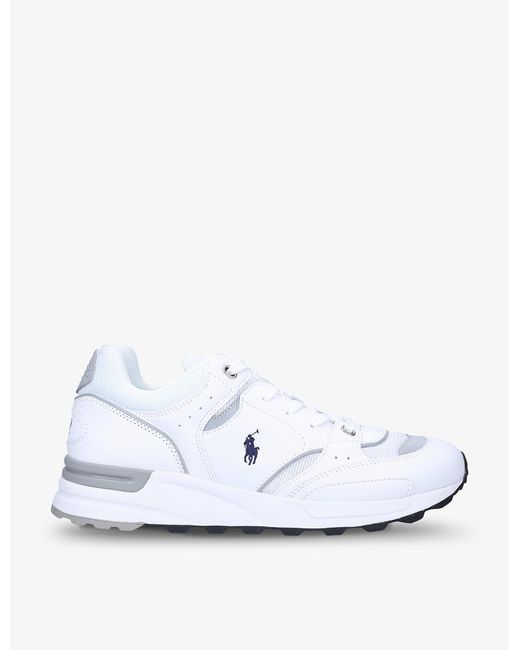 Polo Ralph Lauren Trackster 200 Logo-print Leather And Mesh Low-top ...