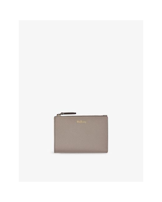 Mulberry Gray Continental Bifold Zipped Leather Wallet