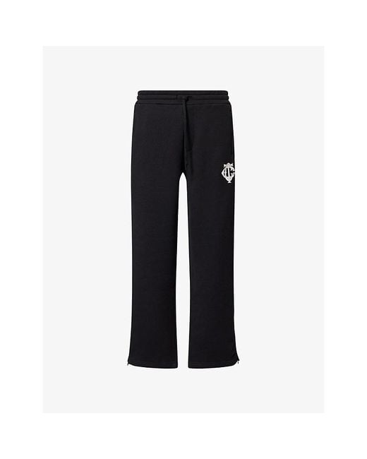 The Couture Club Black Monogram Emblem Straight-Leg Cotton-Blend Jogging Bottoms for men