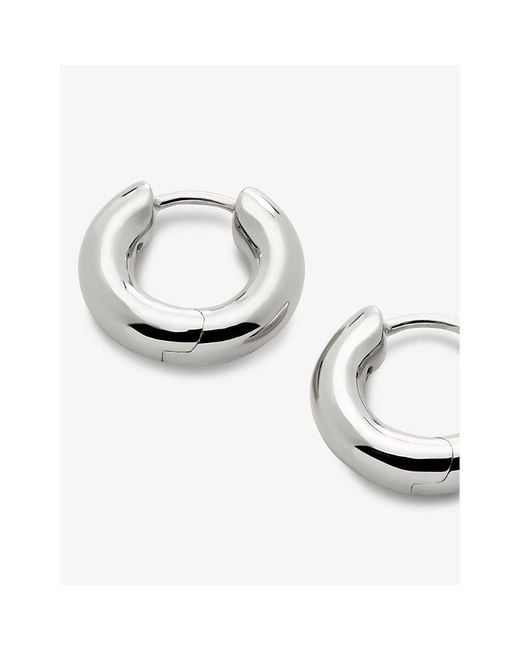 Monica Vinader White Essential Click Sterling- Earrings