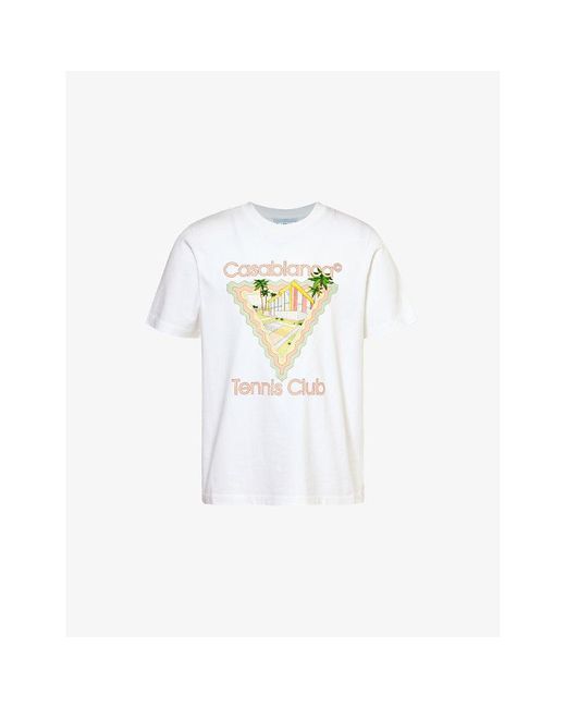 Casablancabrand White Printed Organic Cotton-jersey T-shirt for men