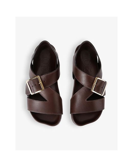 Loewe Brown Ease Buckle-embellished Leather Sandals