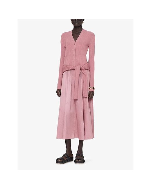 Joseph Pink Sinai Plissé Knitted Cardigan