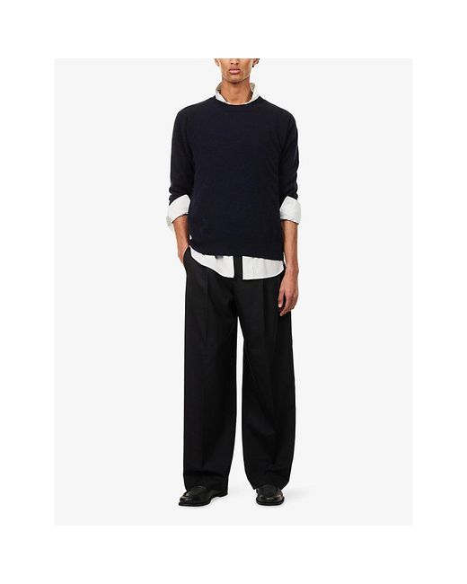 The Row Blue Auguste Crewneck Knitted Cashmere Jumper for men
