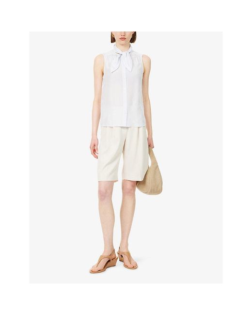 FRAME White Novelist Neck-Tie Silk Tank Shirt