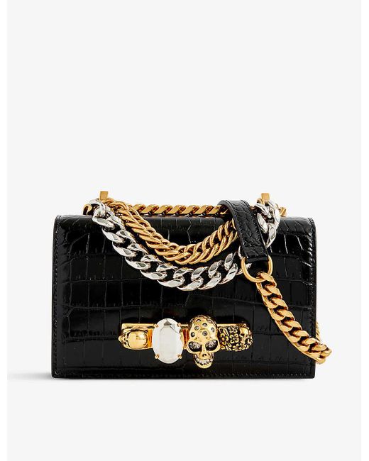 Alexander McQueen Skull And Jewelembellished Mini Crocembossed
