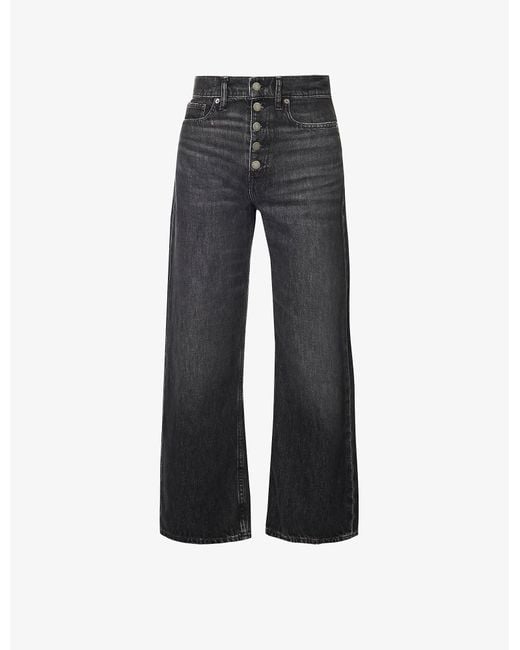 Polo Ralph Lauren Midrise Wideleg Cropped Denim Jeans in Blue Lyst