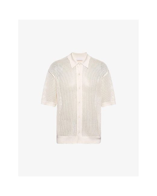 Prada White Relaxed-fit Short-sleeve Silk And Cotton-blend Cardigan for men
