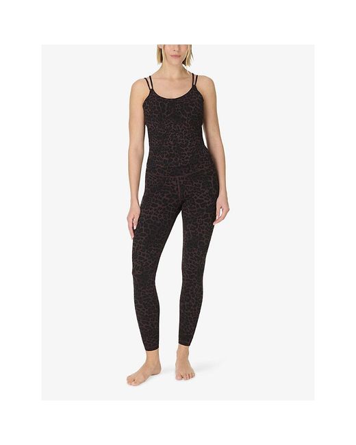 Sweaty Betty Black Ultimate Studio 7/8 Leopard-Print Yoga Leggings