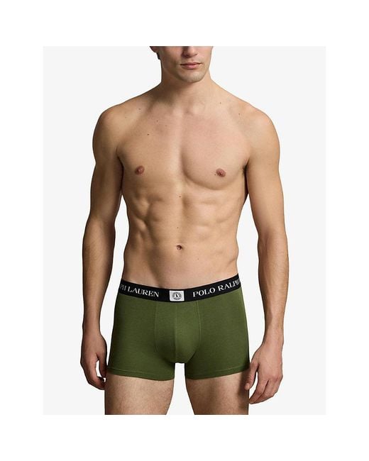 Polo Ralph Lauren Green Classic Pack Of Three Cotton-Blend Trunks for men