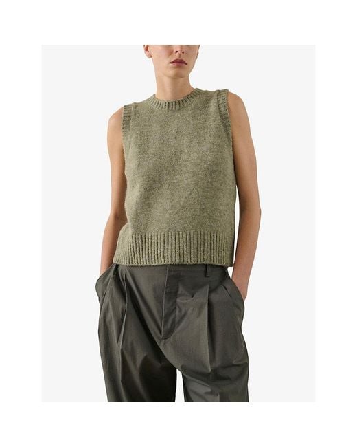 Soeur Green Namaste Round-Neck Knitted Vest