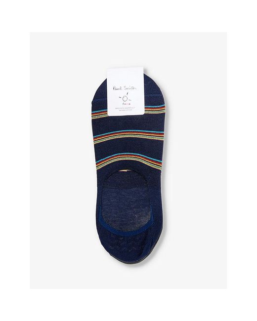 Paul Smith Blue Striped Pack Of Three Organic Cotton-blend Socks for men