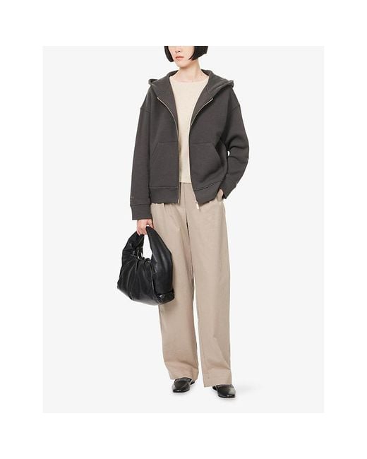 Max Mara Brown Relaxed-Fit Julia Cotton-Blend Hoodie
