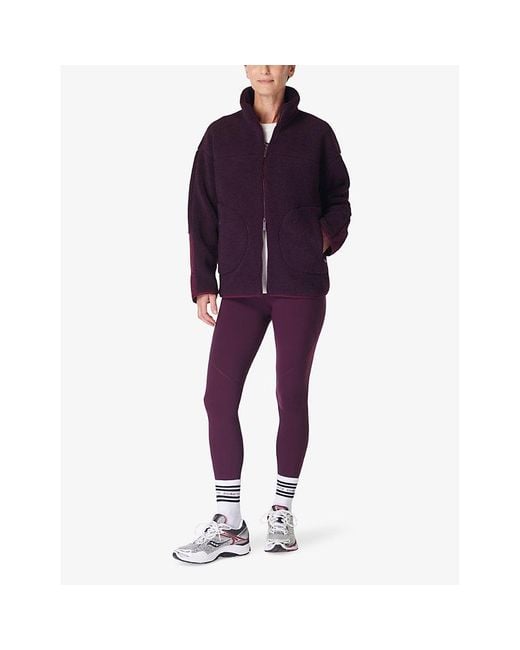 Sweaty Betty Purple Plush Half-Zip Fleece Sweatshirt