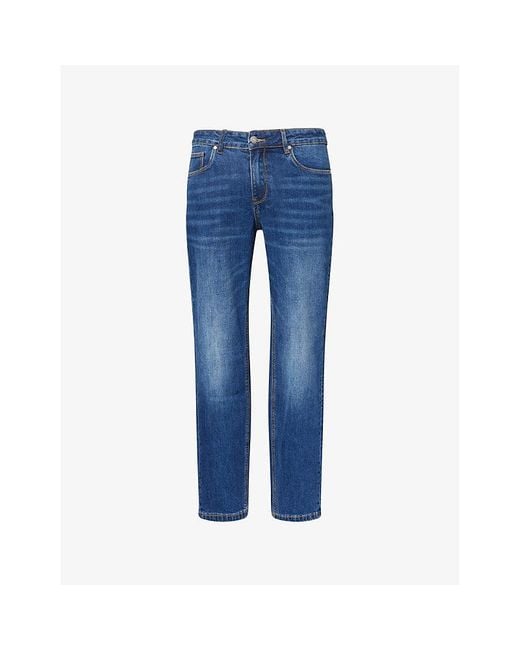 Arne Men's Blue Relaxed-Fit Straight-Leg Denim Jeans