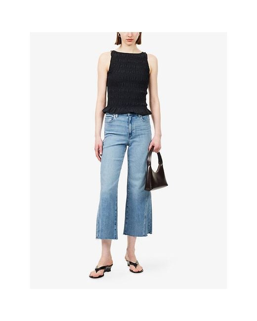 PAIGE Blue Anessa Twist Raw-Hem Stretch-Denim Jeans