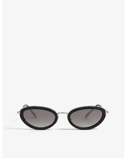 Miu Miu White Délice Tortoiseshell Oval-frame Sunglasses