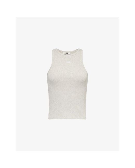 4th & Reckless White Everyday Racer Logo-Embroidered Cotton-Jersey Vest Top