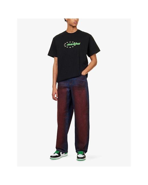 AWAKE NY Black Stars Logo-Print Cotton T-Shirt for men