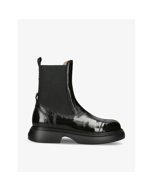 Ganni Black Chunky Pull-tab Faux-leather Chelsea Boots