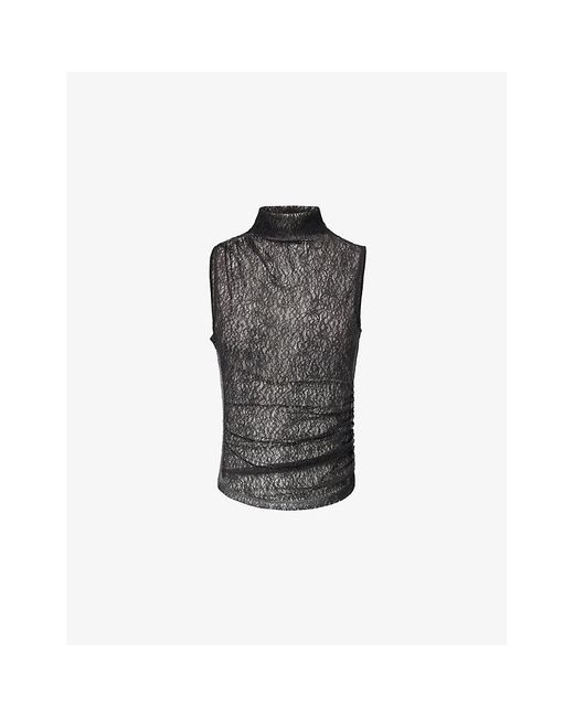 Veronica Beard Gray Mylie Sleeveless Lace Top