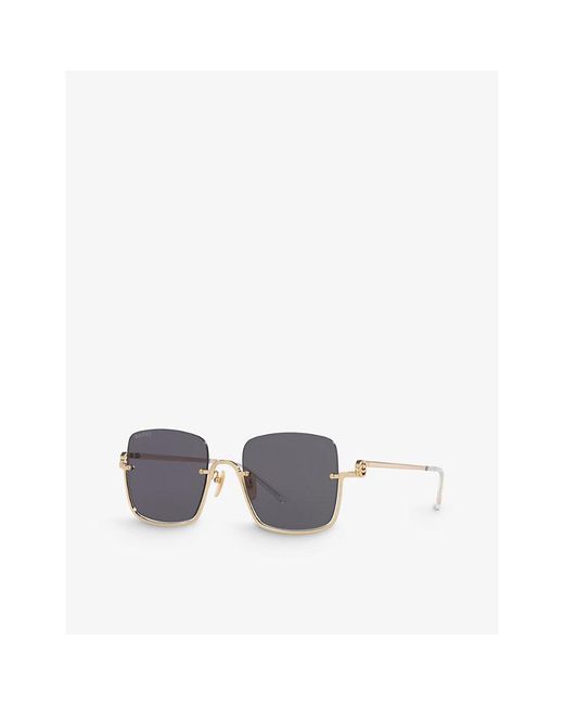Gucci Gray Gc002043 gg1279s Rectangle-frame Metal Sunglasses