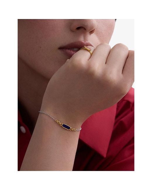 Astley Clarke White X Laura Jackson Bar 18Ct-Plated 925 Sterling- And Lapis Lazuli Bracelet