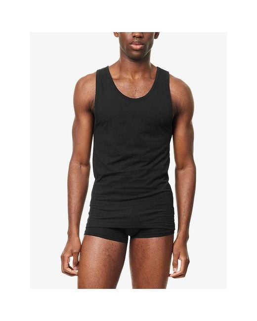 Calvin Klein Blue Lounge Regular-Fit Pack Of Three Cotton-Jersey Tank Tops for men