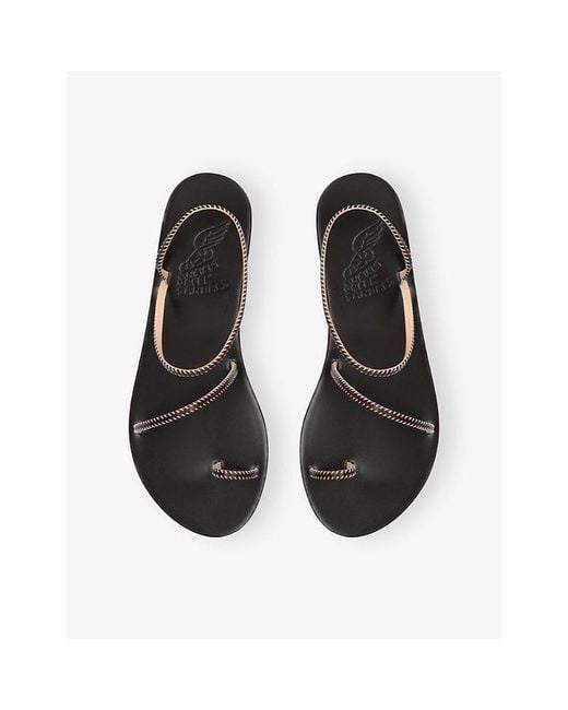 Ancient Greek Sandals White Eleftheria Stitch Leather Sandals