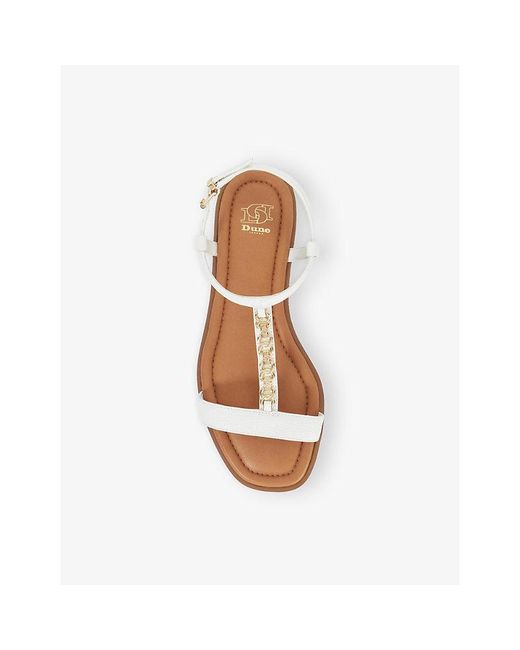 Dune White Lollipops Chain-Detail Leather Sandals